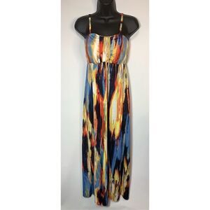 646 Main Women's Tie Dyed Spaghetti Strap Maxi Dress Multicolor Size S/M
